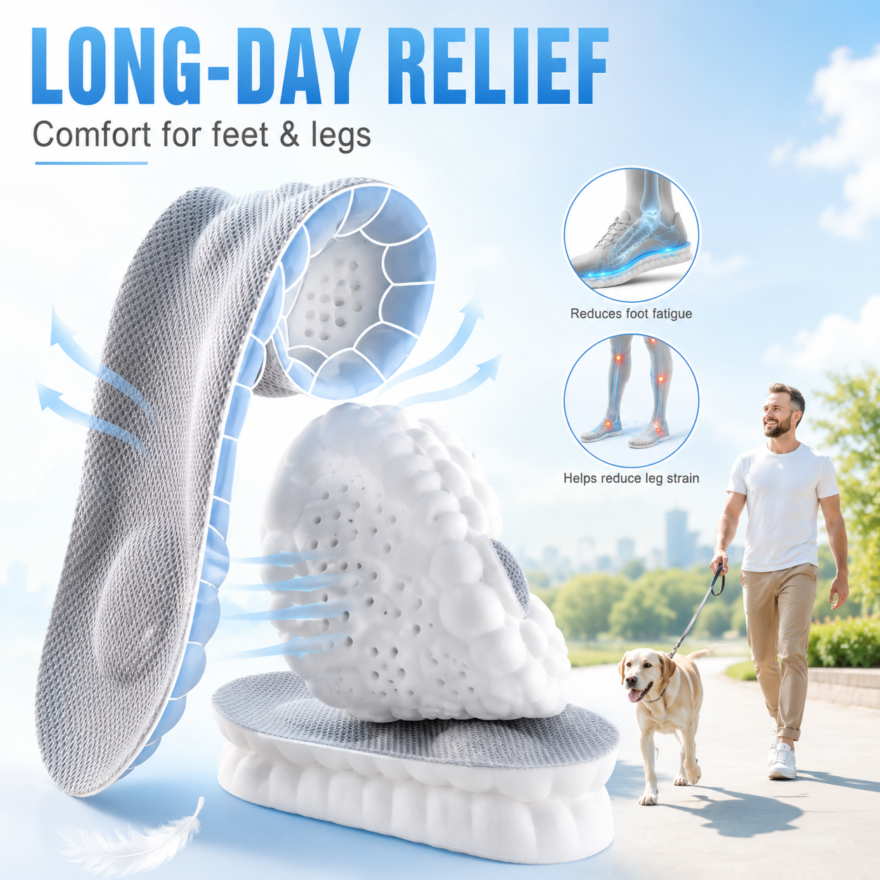 ☁️ 4D Cloud Technology Ultra Comfort Insoles