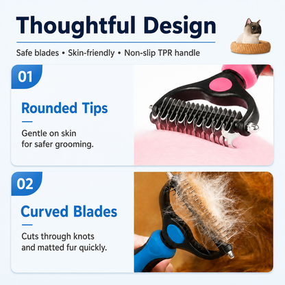 🔥 2-in-1 Pet Undercoat Rake - Say Goodbye to Mats! 🐕