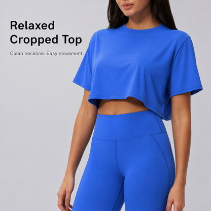 🌸 Women's 2-Piece Activewear Set: Cropped Tee & High-Waisted Flared Pants 🧘‍♀️