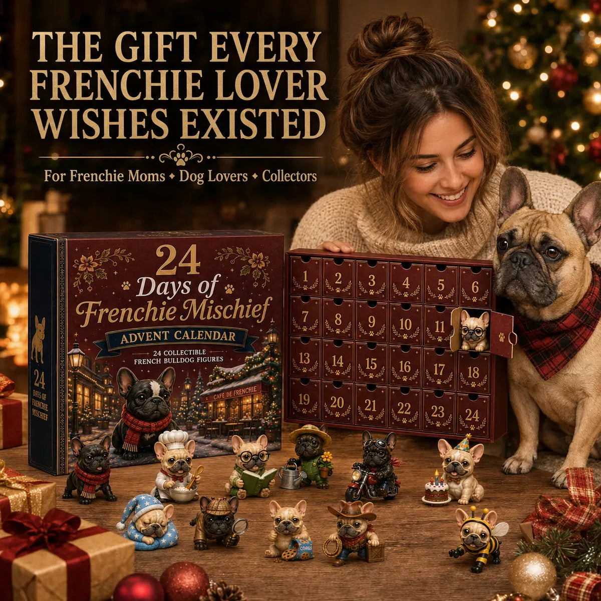 ⏳ Last Day 49% OFF – 🐶 24 Days of Frenchie Mischief Advent Calendar – Collectible French Bulldog Figurines 🎁