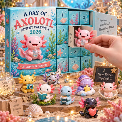 🦎 2026 Christmas Axolotl Advent Calendar | 24-Day Acrylic Charm Mystery Gift Set 🎄