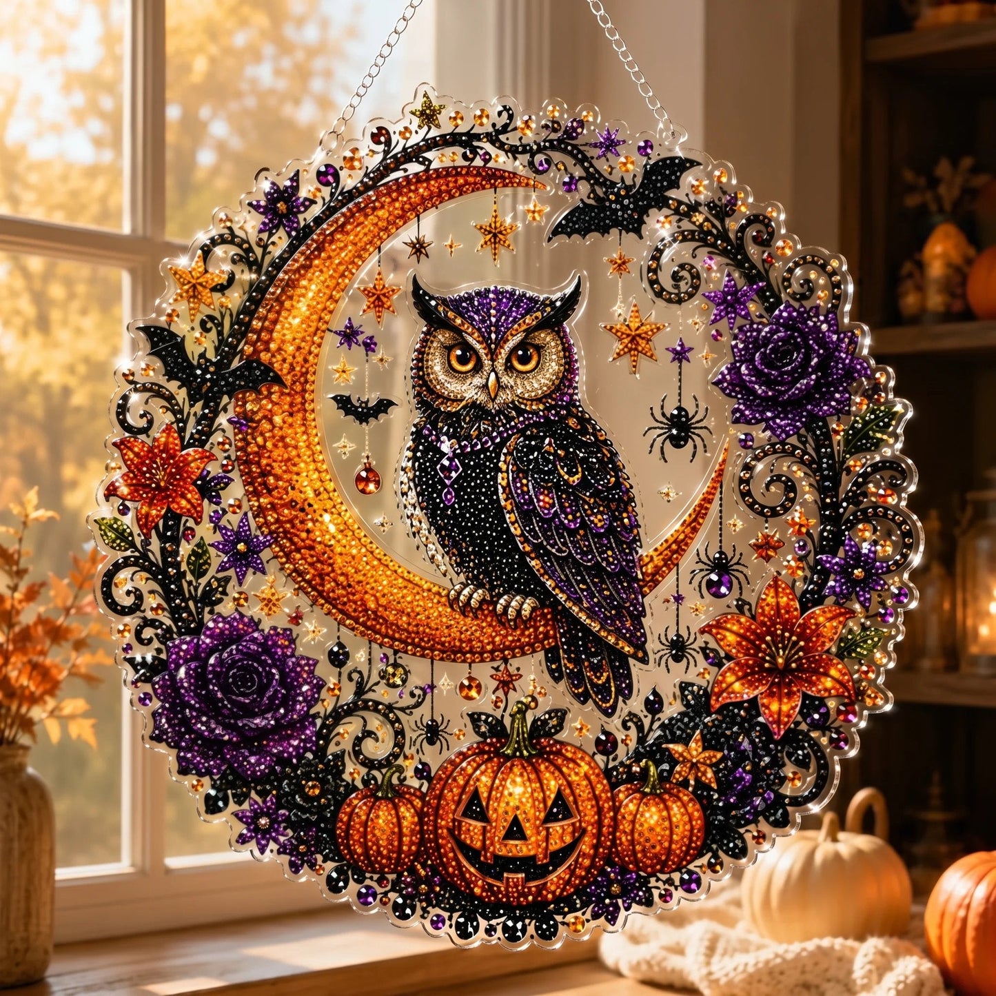 🎃 DIY Halloween Diamond Art Ornament | Sparkling Hanging Decor ✨