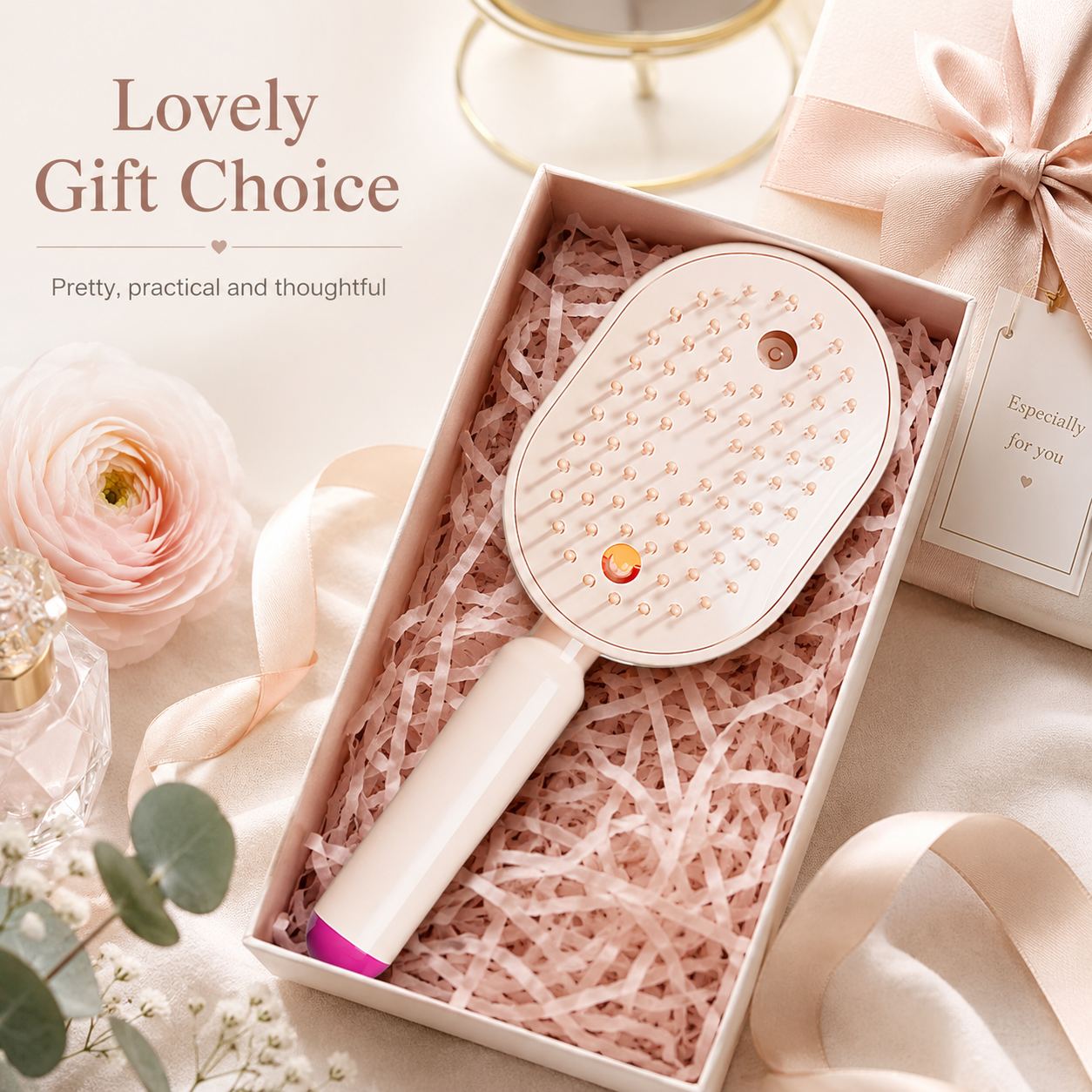 Electric Mist Airbag Massage Comb: Essential Oil Diffuser, Hair Care Comb, Self-Cleaning, Anti-Tangle, Volumizing