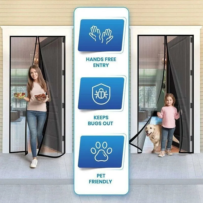 🧲 Magnetic Mosquito Screen Door – Hands-Free Auto-Close Mesh Curtain 🌿