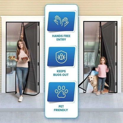 🧲 Magnetic Mosquito Screen Door – Hands-Free Auto-Close Mesh Curtain 🌿