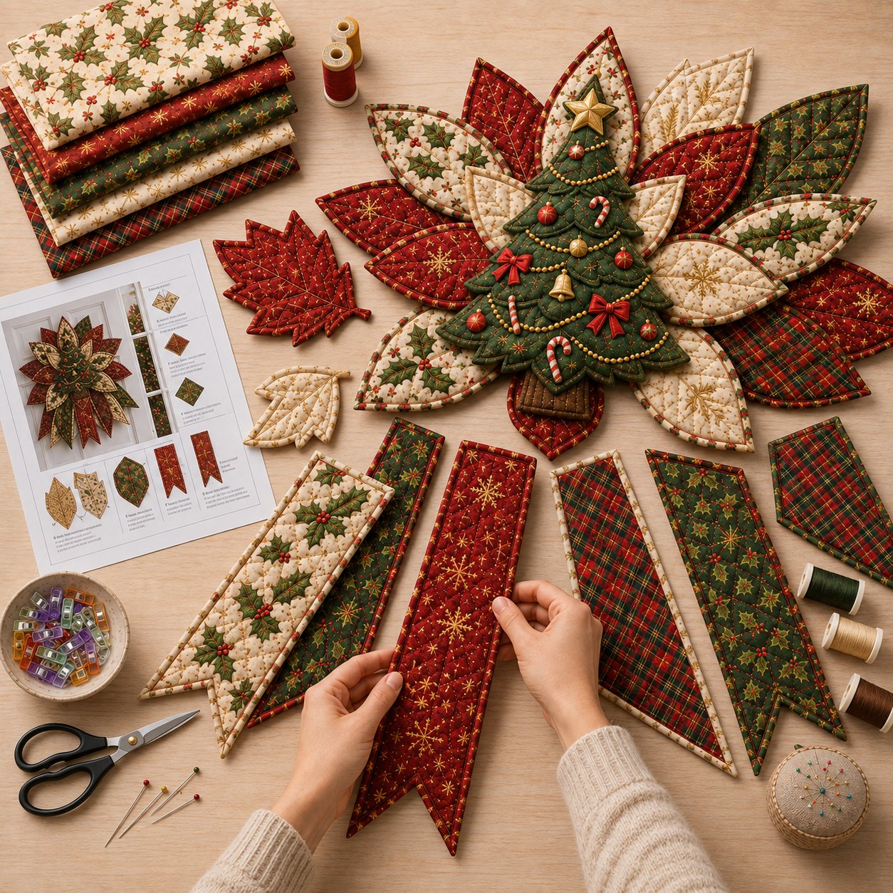 🎄 Oversized Christmas Quilted Door Hanger DIY Sewing Kit (23–25") 🪡