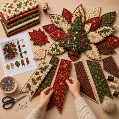 🎄 Oversized Christmas Quilted Door Hanger DIY Sewing Kit (23–25") 🪡
