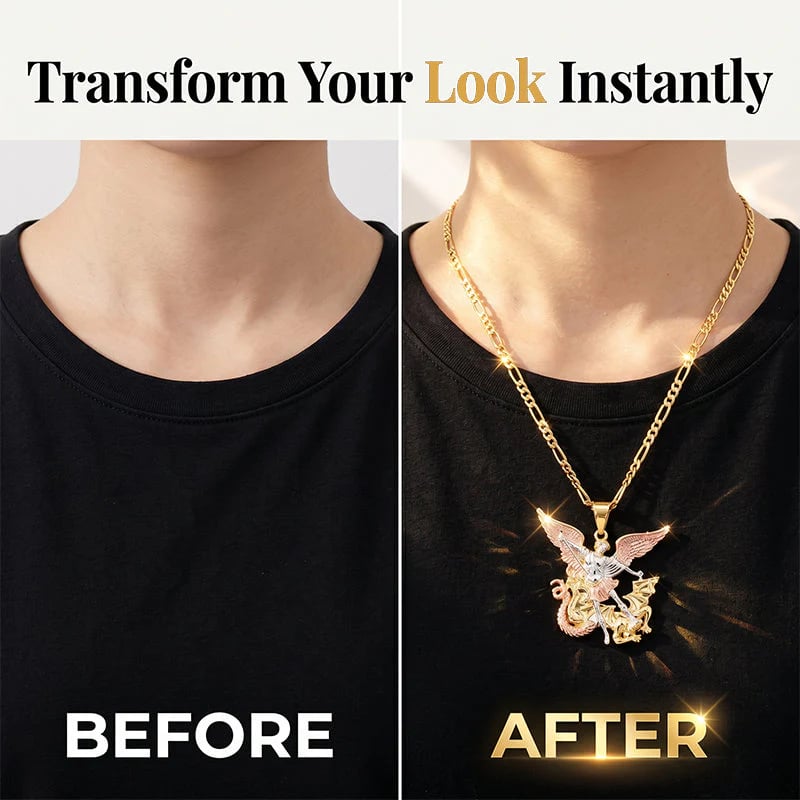 🎁2026 New Arrivals 50% OFF💥✨ Divine Protection Tri-Tone Angel Guardian Pendant Necklace 🕊️