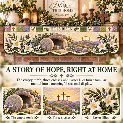 ✝️ 50% OFF Easter Faith Mantel Scarf – Christian Patchwork Fireplace Décor 🌷