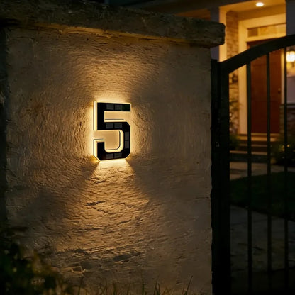 💡 Modern Solar Backlit Illuminated House Numbers | Wireless Dusk-to-Dawn Address Plaque 🏡