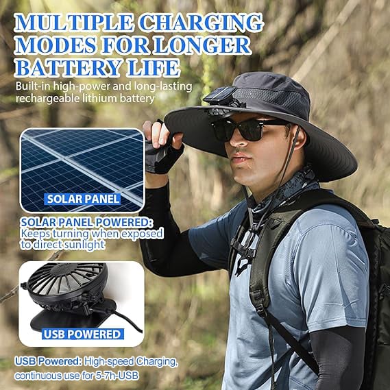 🔥Summer Hot Sale 49% OFF⚡2026 New Ultralight Solar Fan Sun Hat🎁Lighter Than a Baseball!⚾