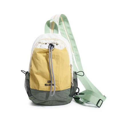 🎒Unisex Color Block Mini Backpack – Lightweight Water-Resistant Nylon Daypack