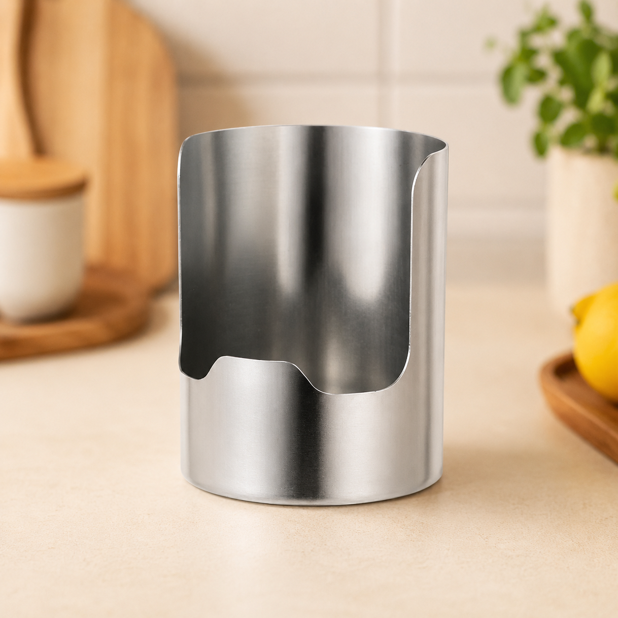 🍳 Stainless Steel Kitchen Utensil Holder – Countertop Organizer with Drainage Base ✨