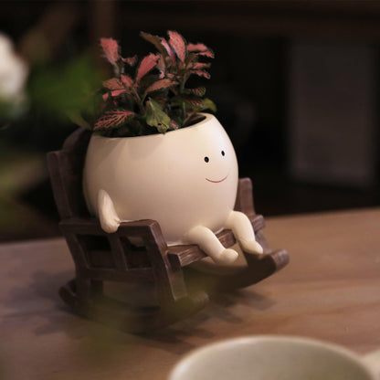 Smiling Face Rocking Chair Flower Pot