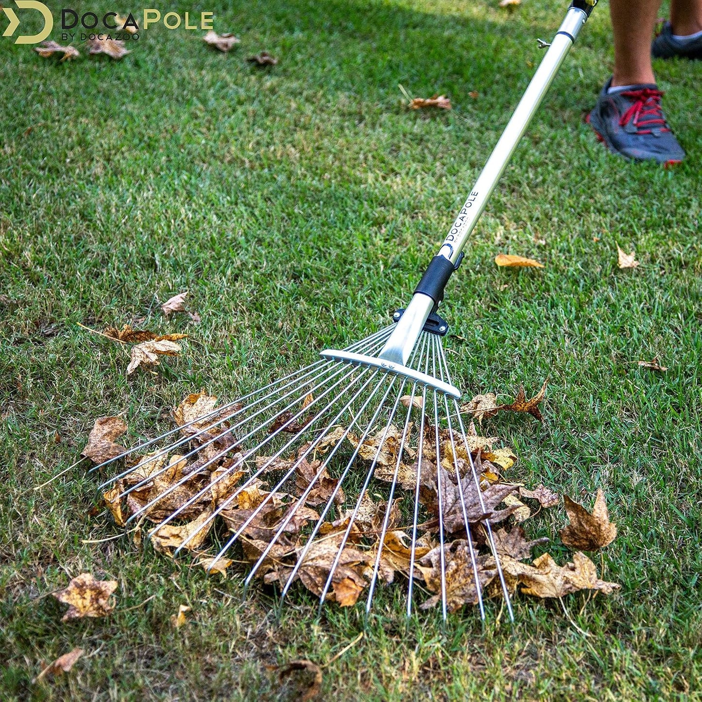 Deciduous Metal Rake for Landscaping and Farming, Telescopic Grass Rake for Home Use