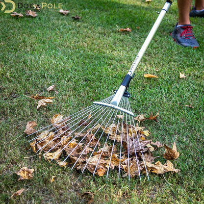 Deciduous Metal Rake for Landscaping and Farming, Telescopic Grass Rake for Home Use
