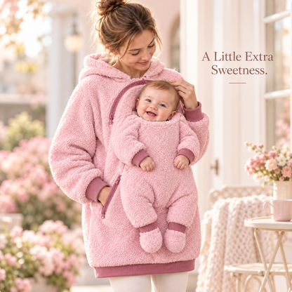 🤎 Cozy Sherpa Babywearing Hoodie – Ultra-Soft Fleece Pullover for Mom & Baby