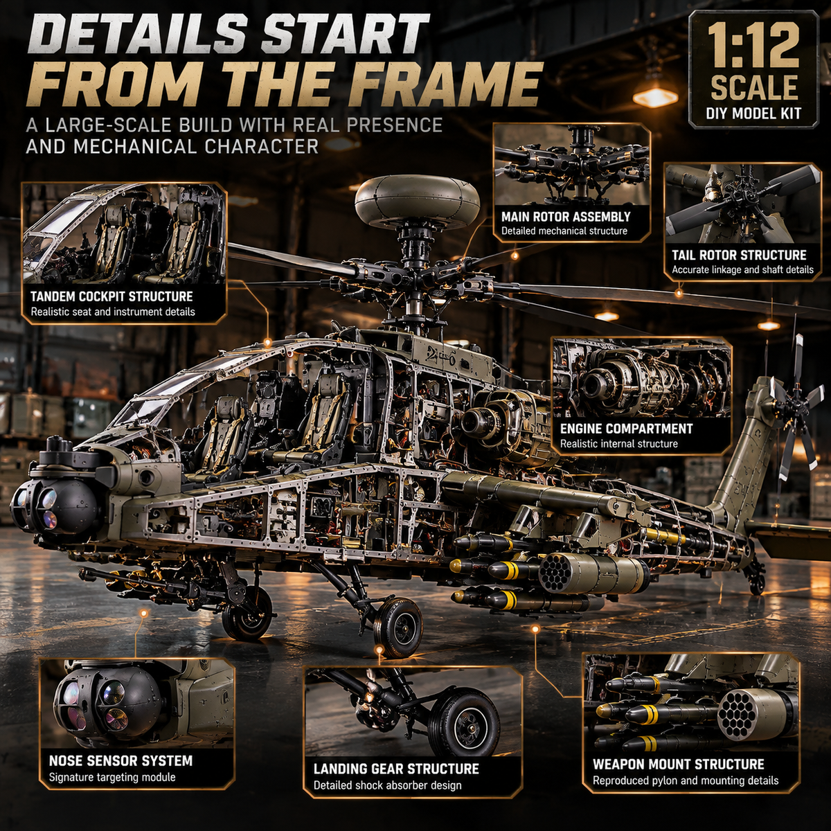 🔥Limited-Time 49% OFF🚁Apache Attack Helicopter Model Kit – Build Your Own Military Aviation Legend