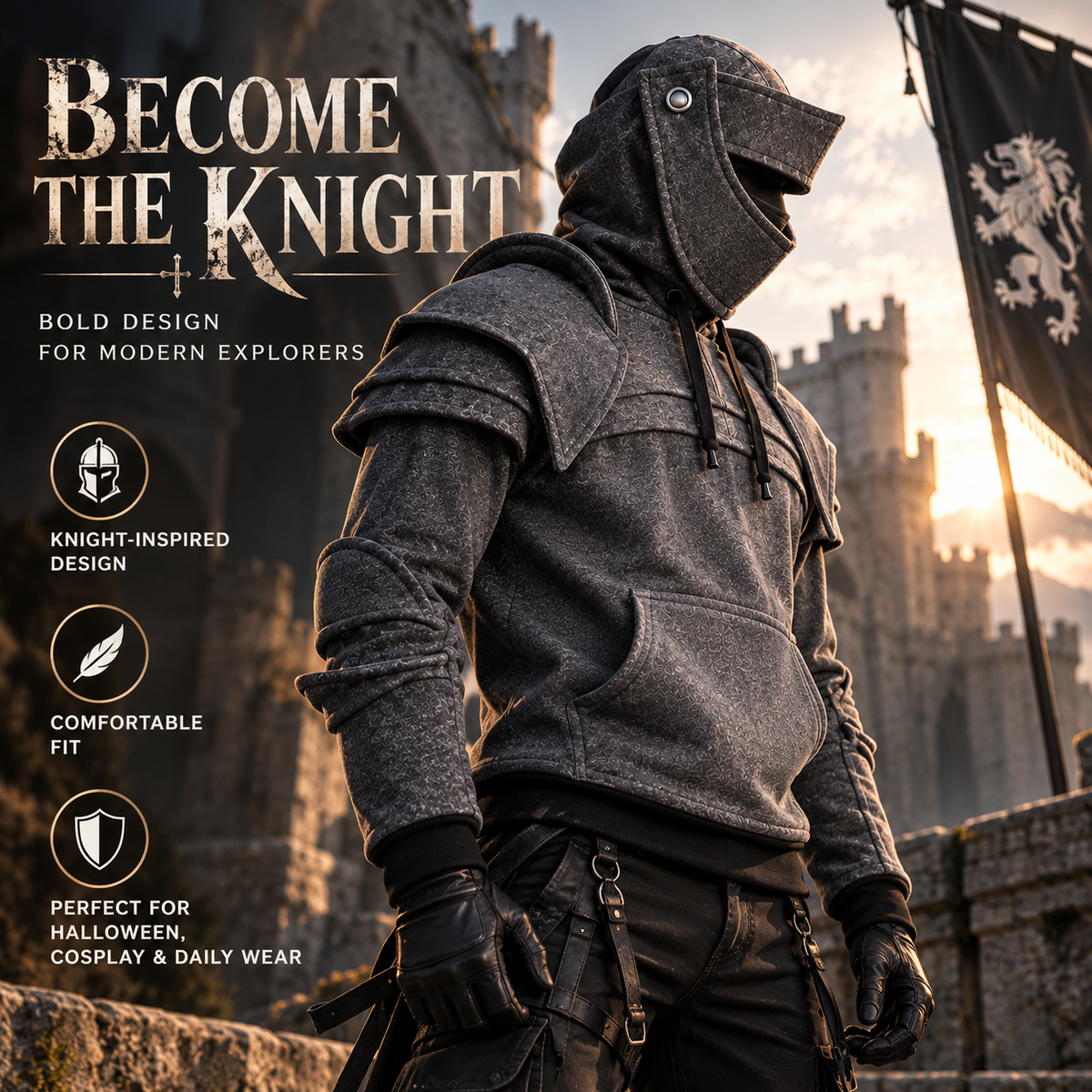 ⚔️ Armored Knight Hoodie - Medieval Cosplay Streetwear Pullover 🛡️