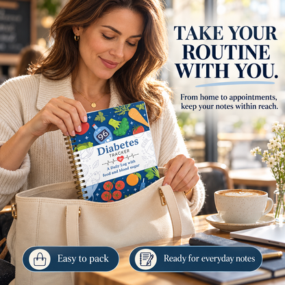 📘 Diabetes Tracker Book with Food Guide & Meal Planner ✨