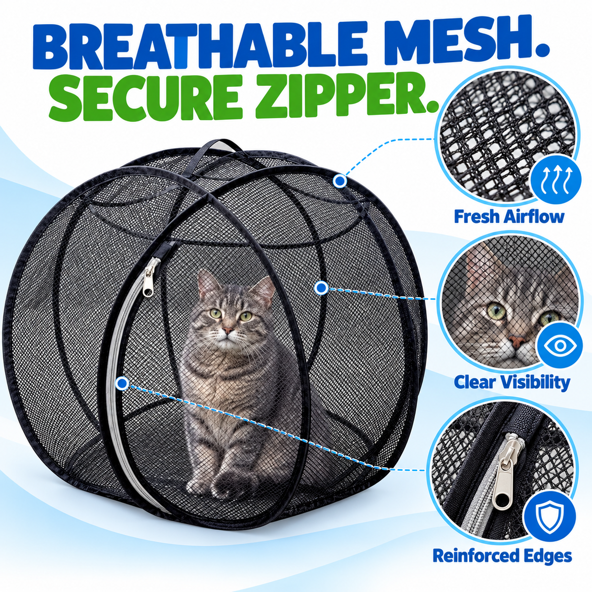 🐱 Pop Up Cat Playpen - Portable Breathable Mesh Outdoor Enclosure Tent 🌿