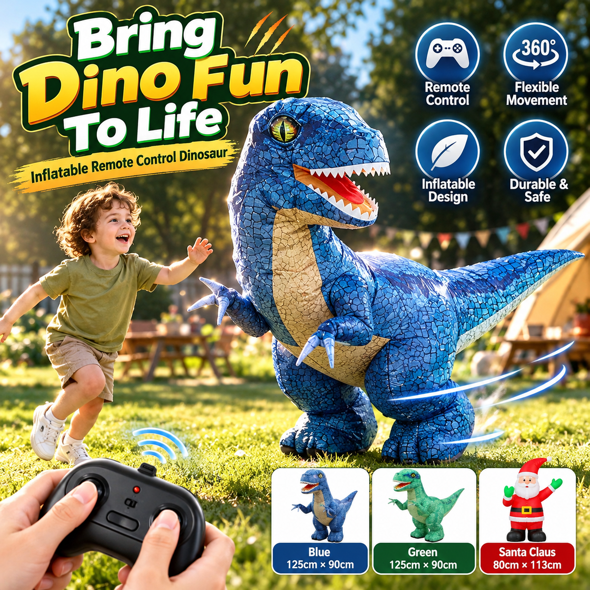 🦖 Remote Control Inflatable Dinosaur Toy with 2.4G Controller 🎮