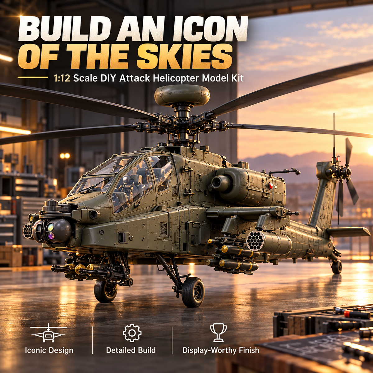 🔥Limited-Time 49% OFF🚁Apache Attack Helicopter Model Kit – Build Your Own Military Aviation Legend