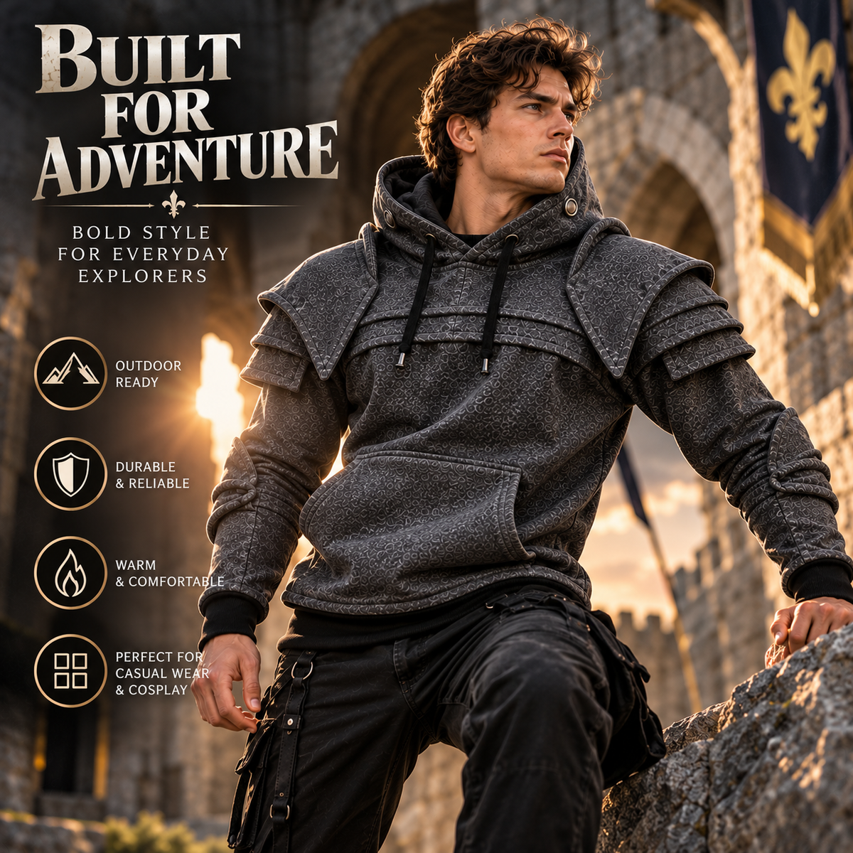 ⚔️ Armored Knight Hoodie - Medieval Cosplay Streetwear Pullover 🛡️