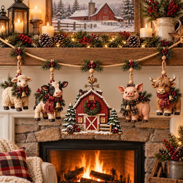 🐮 Christmas Farm Friends Hanging Garland ✨ Bring the Barnyard Home for Christmas!