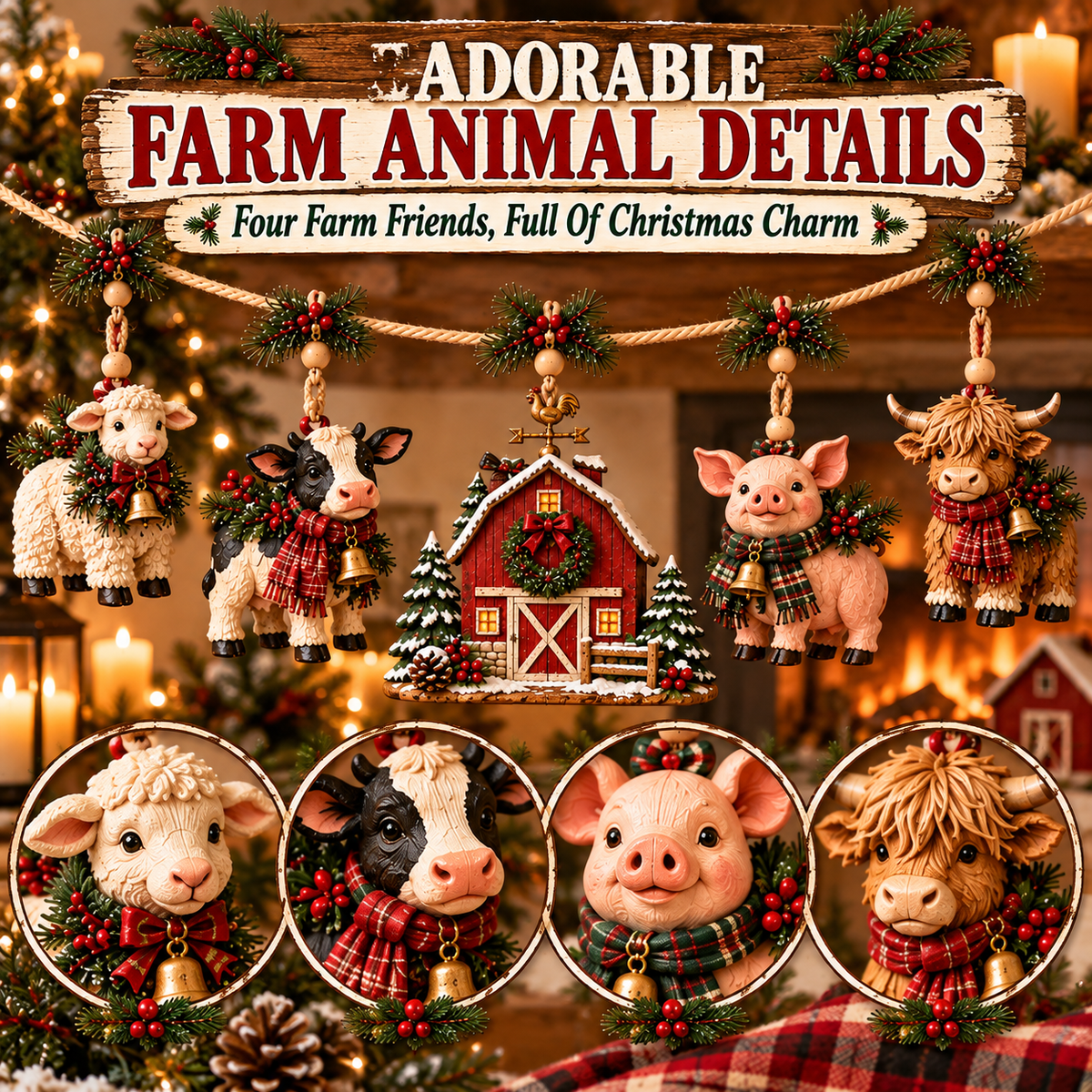 🐮 Christmas Farm Friends Hanging Garland ✨ Bring the Barnyard Home for Christmas!