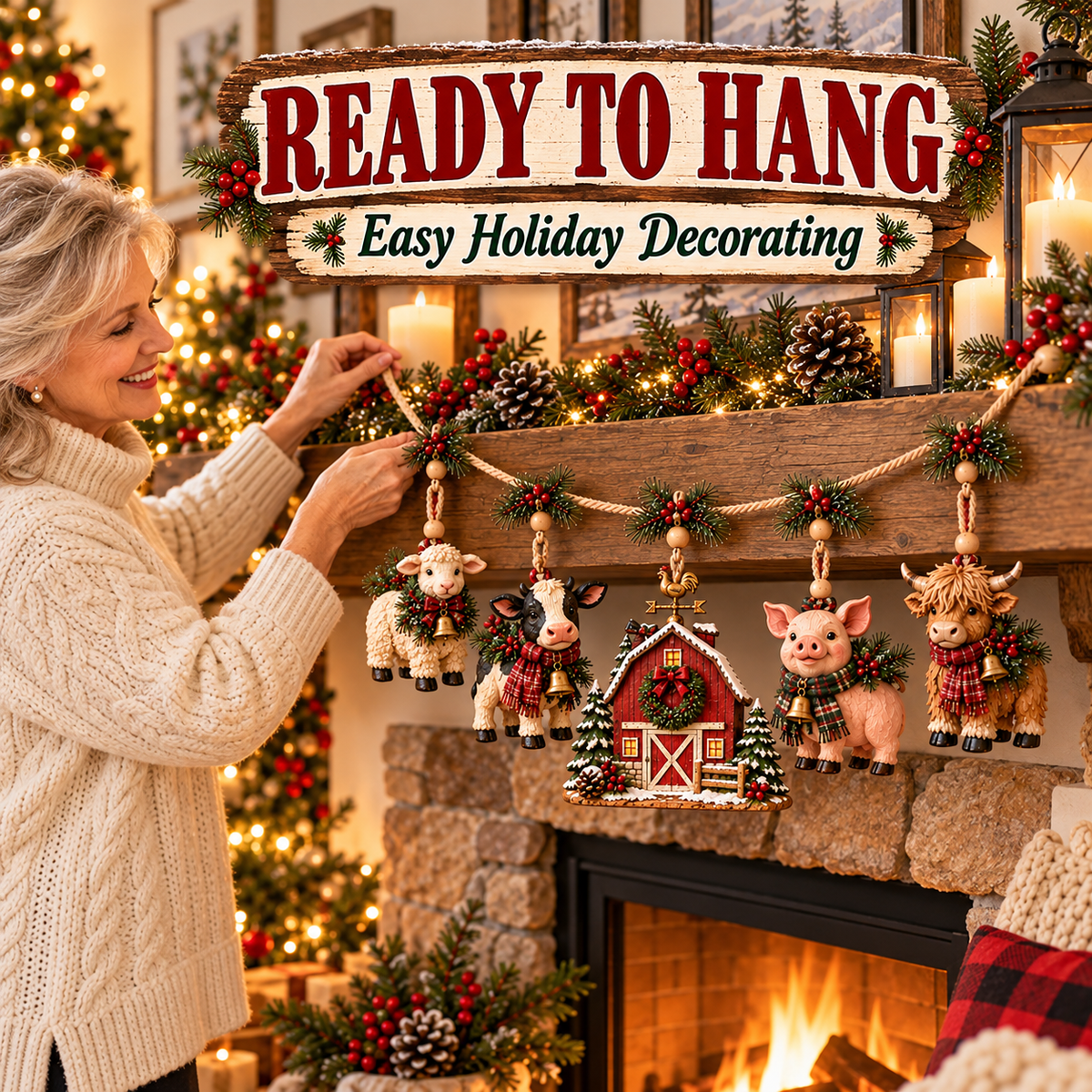 🐮 Christmas Farm Friends Hanging Garland ✨ Bring the Barnyard Home for Christmas!