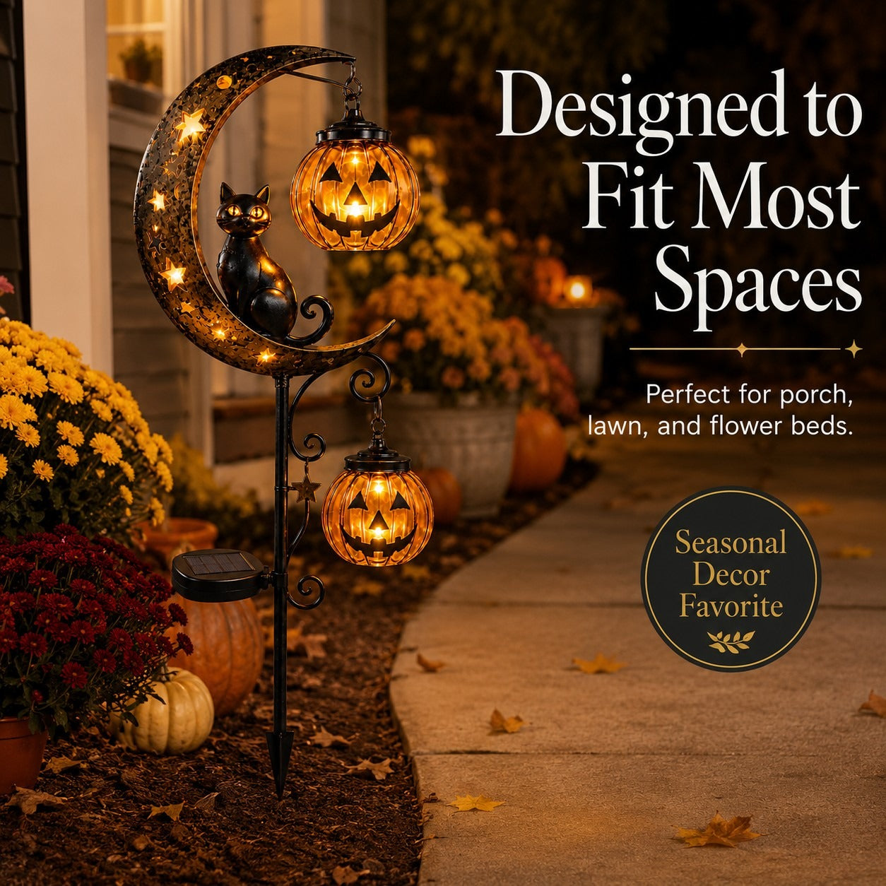 🔥 55% OFF TODAY 👻  Solar Halloween Black Cat & Moon Garden Stake Light 🐈‍⬛