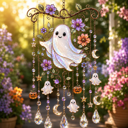 🔥Limited time 70% OFF -🎃💎 Halloween Crystal Wind Chime – Stained Glass Hanging Garden Décor