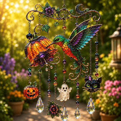 🔥Limited time 70% OFF -🎃💎 Halloween Crystal Wind Chime – Stained Glass Hanging Garden Décor