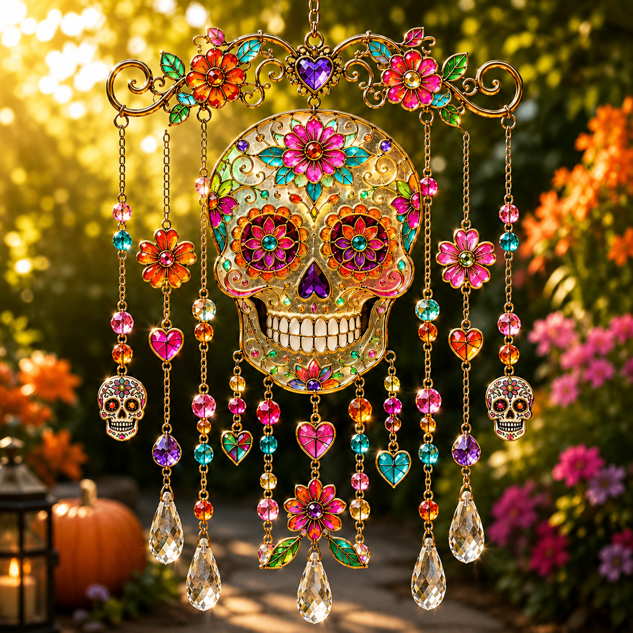 🔥Limited time 70% OFF -🎃💎 Halloween Crystal Wind Chime – Stained Glass Hanging Garden Décor