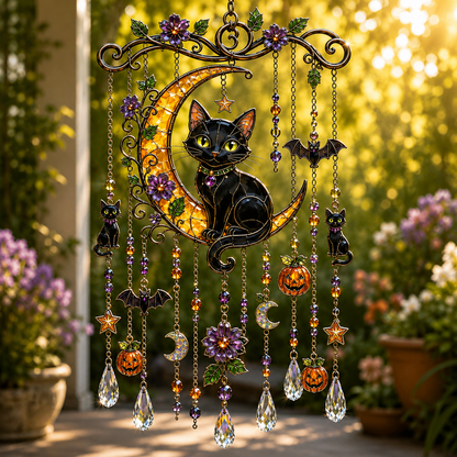 🔥Limited time 70% OFF -🎃💎 Halloween Crystal Wind Chime – Stained Glass Hanging Garden Décor
