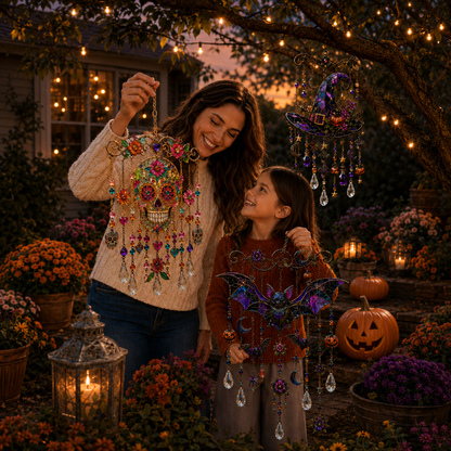 🔥Limited time 70% OFF -🎃💎 Halloween Crystal Wind Chime – Stained Glass Hanging Garden Décor