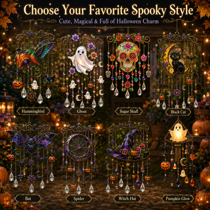 🔥Limited time 70% OFF -🎃💎 Halloween Crystal Wind Chime – Stained Glass Hanging Garden Décor