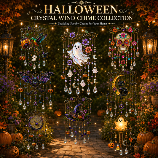 🔥Limited time 70% OFF -🎃💎 Halloween Crystal Wind Chime – Stained Glass Hanging Garden Décor