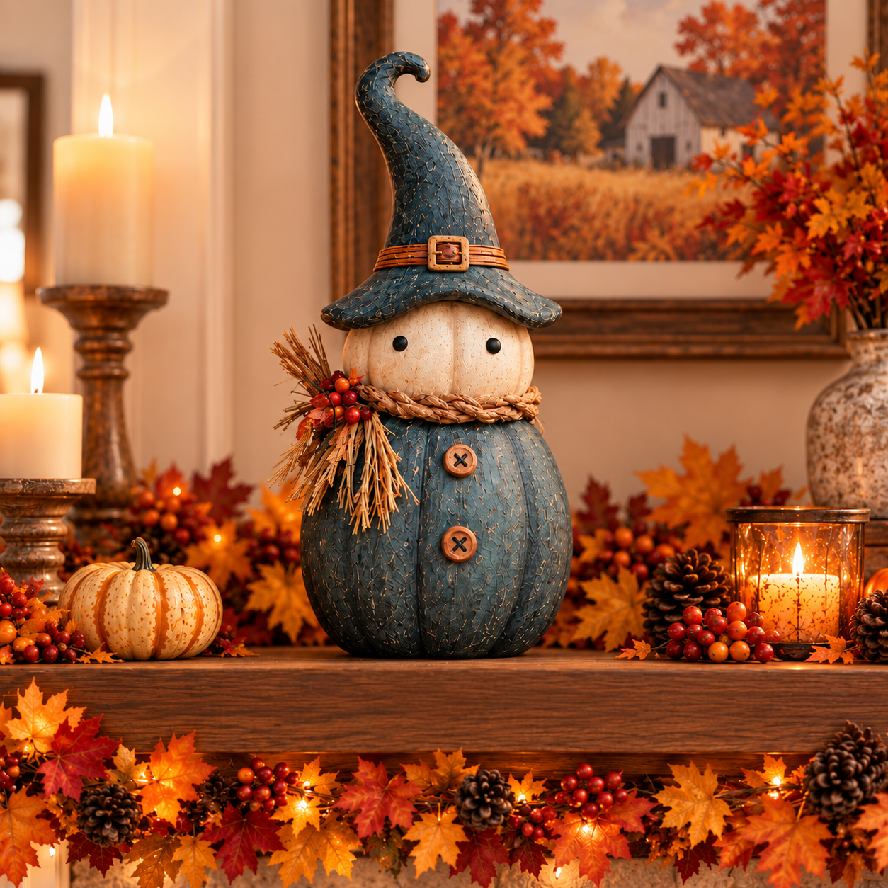 🎃 Vintage Pumpkin Witch Figurine Collection – Cozy Rustic Fall Tabletop Decor 🍂