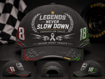 R.I.P. 8 & 18🕊️🙏💔Legends Never Slow Down Racing Spirit Tribute Cap 🏁