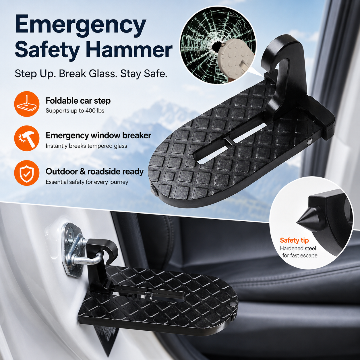 🚗 Foldable Car Roof Rack Step Easy Roof Access Tool