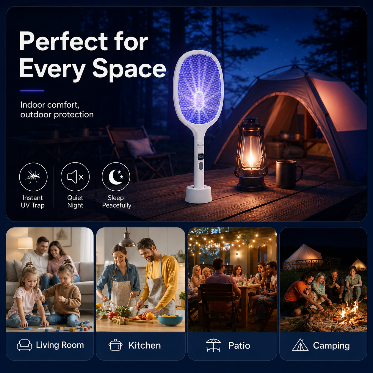🔥LAST DAY 55% OFF 🔥2-in-1 Rechargeable Bug Zapper & Swatter: 10-LED Powerful Mosquito Killer