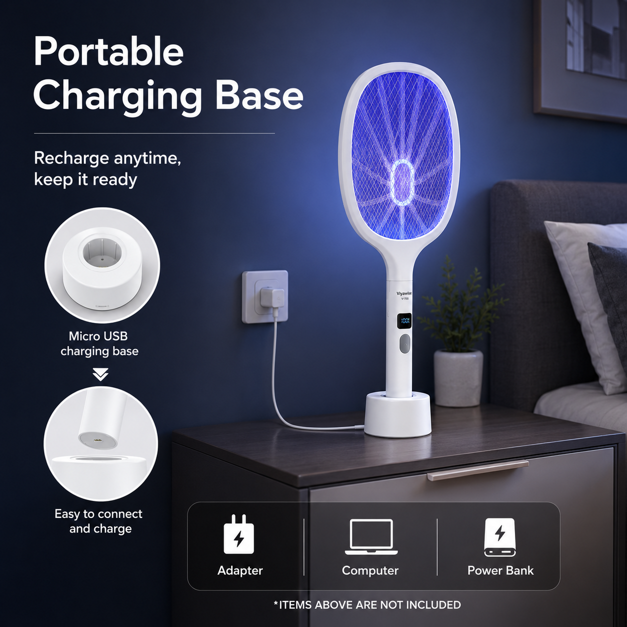 🔥LAST DAY 55% OFF 🔥2-in-1 Rechargeable Bug Zapper & Swatter: 10-LED Powerful Mosquito Killer