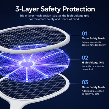 🔥LAST DAY 55% OFF 🔥2-in-1 Rechargeable Bug Zapper & Swatter: 10-LED Powerful Mosquito Killer