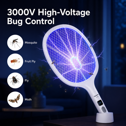 🔥LAST DAY 55% OFF 🔥2-in-1 Rechargeable Bug Zapper & Swatter: 10-LED Powerful Mosquito Killer