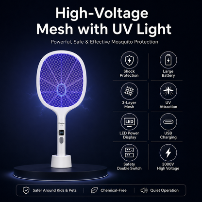 🔥LAST DAY 55% OFF 🔥2-in-1 Rechargeable Bug Zapper & Swatter: 10-LED Powerful Mosquito Killer