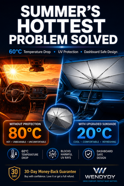 🚗 Foldable Car Sunshade Umbrella – Reflective Windshield Heat & UV Protection ☀️