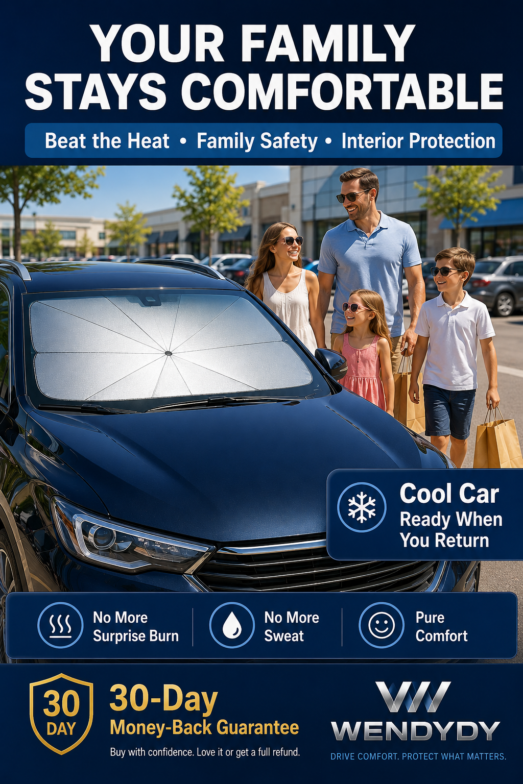 🚗 Foldable Car Sunshade Umbrella – Reflective Windshield Heat & UV Protection ☀️