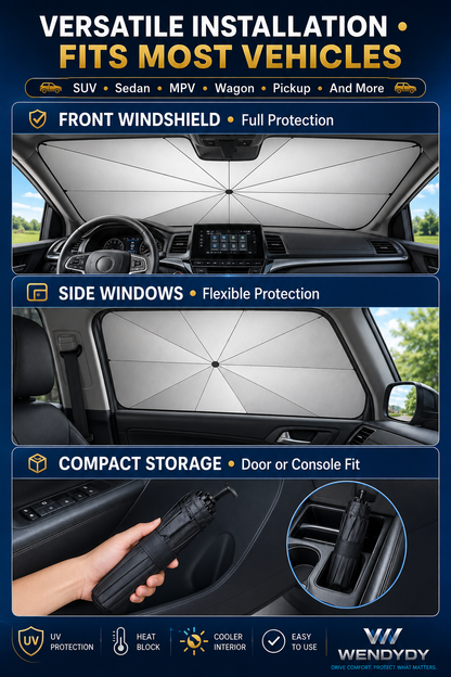 🚗 Foldable Car Sunshade Umbrella – Reflective Windshield Heat & UV Protection ☀️